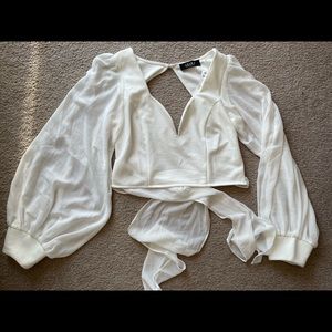 Wedding prom dance NWT White fancy crop top